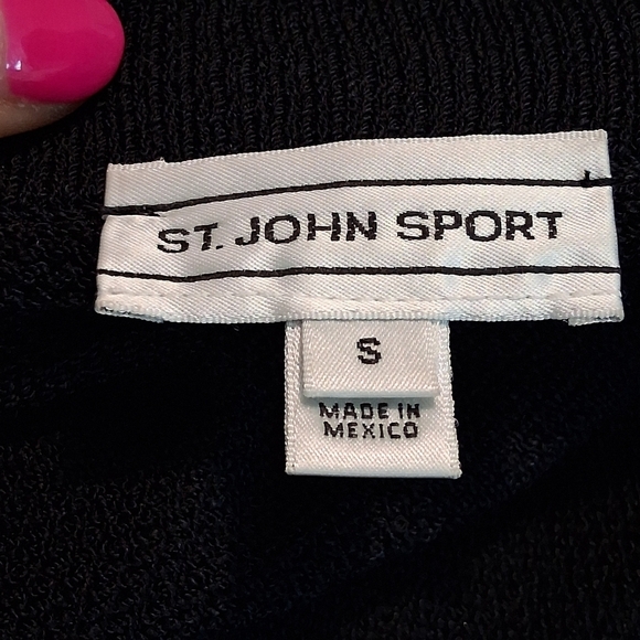 St. John Collection Santana Navy Blue Knit Zip Cardigan Wool Sweater Size Small - Picture 3 of 11